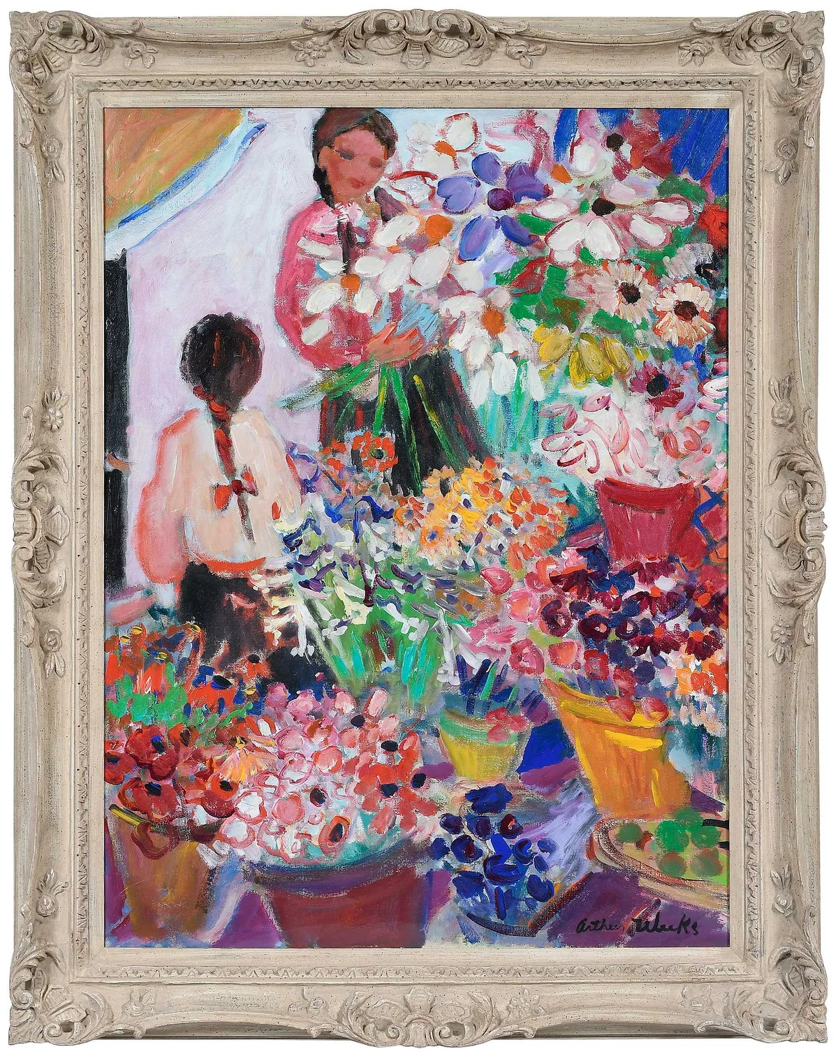 Arthur Weeks, Floreria, Flower Stall, 1983, oil on canvas