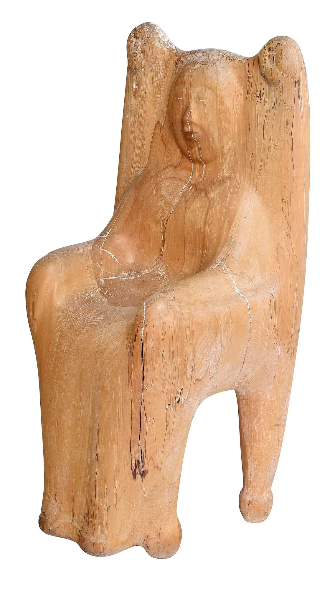 Olen Bryant, Figural Chair, 1993, carved from a solid piece of wood