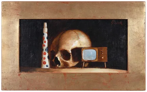 Vanitas by Steven Skollar, 1996, oil on linen mounted on board, sold Apr 2026