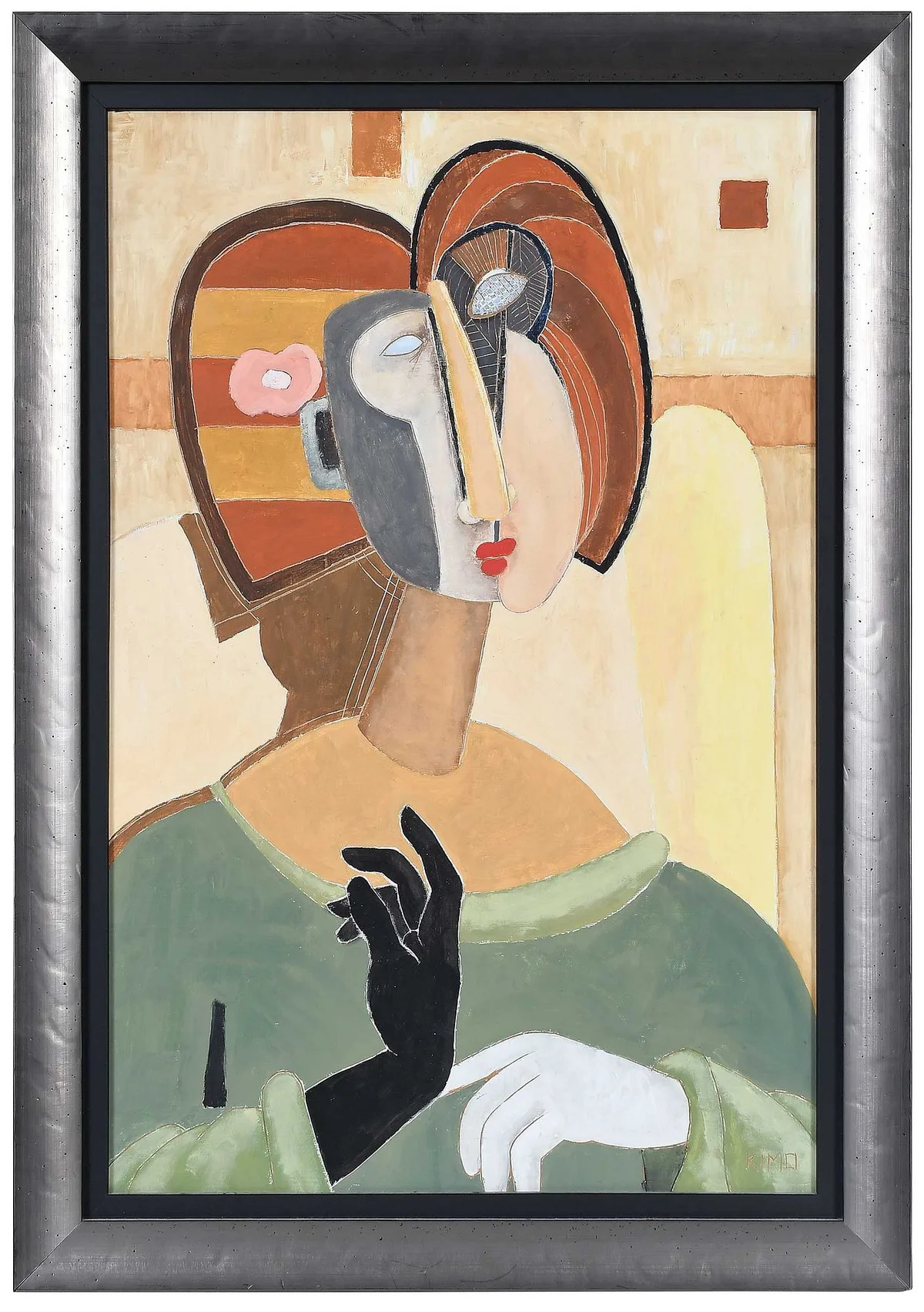Kimo Minton, Cubist Portrait, oil on board