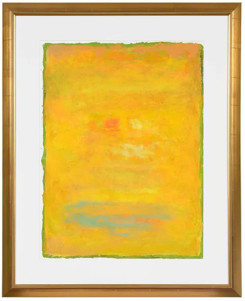 Robert Stark, Yellow and Green Abstract, oil on paper