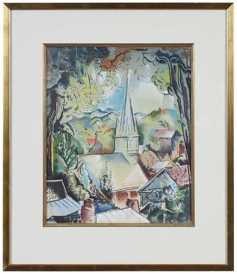 Will Henry Stevens, Untitled, Church Steeple, pastel on paper