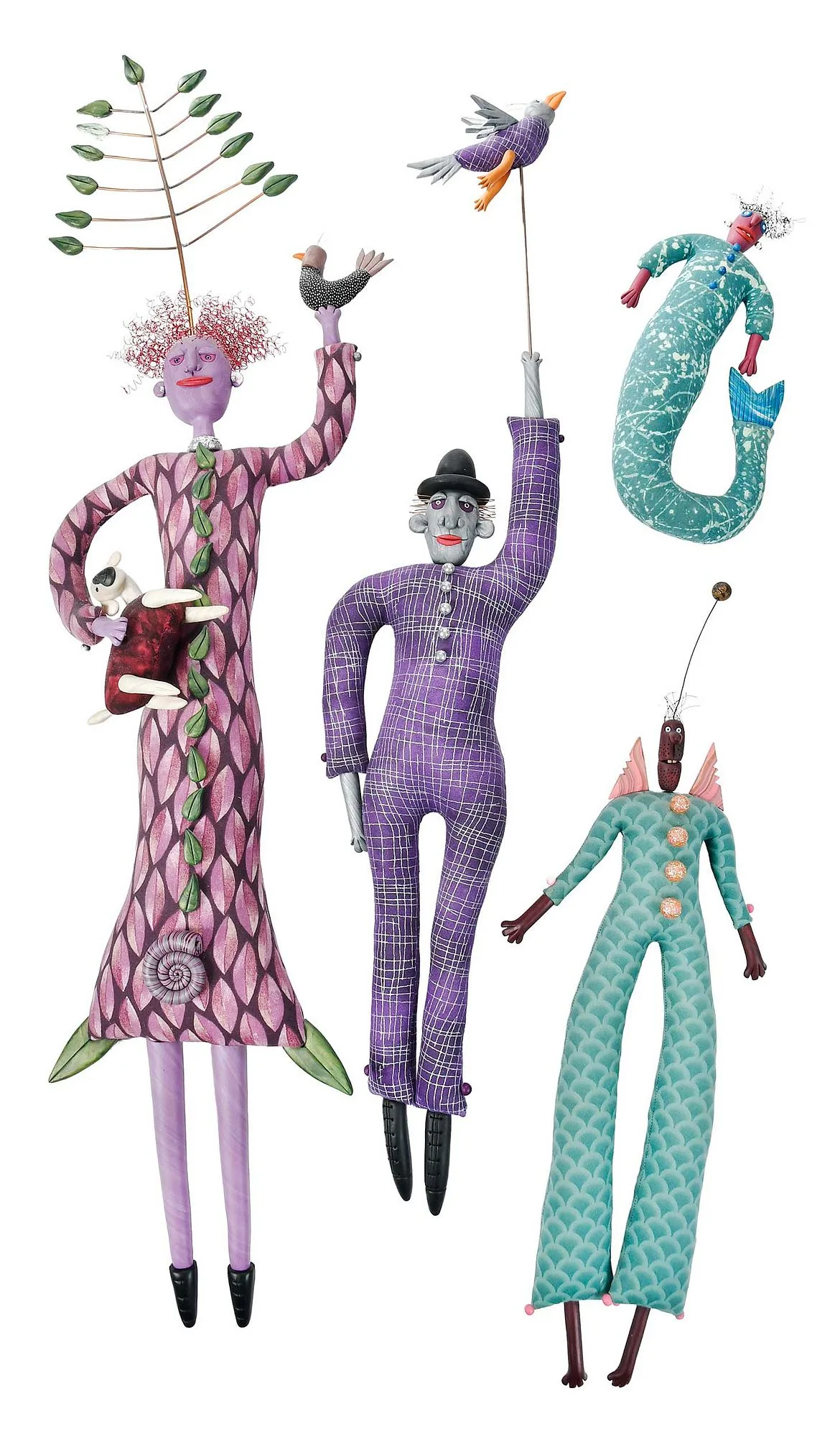 Deborah Banyas, Four Art Dolls, 2005, mixed media construction