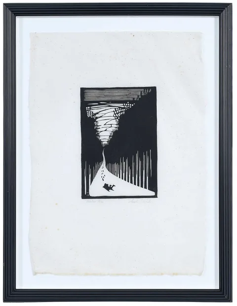 Wharton Esherick Woodblock Print, Winter Play, 1928, woodcut on paper