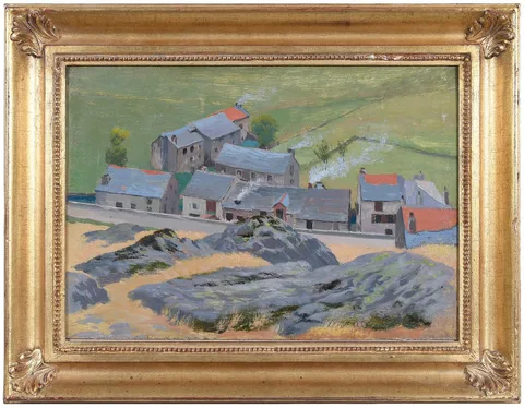 Bird's Eye View by Gustave Poetzsch, oil on paperboard, sold Jul 2024