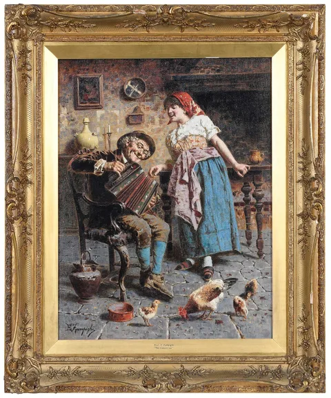 Eugenio Zampighi, The Concertina, oil on canvas