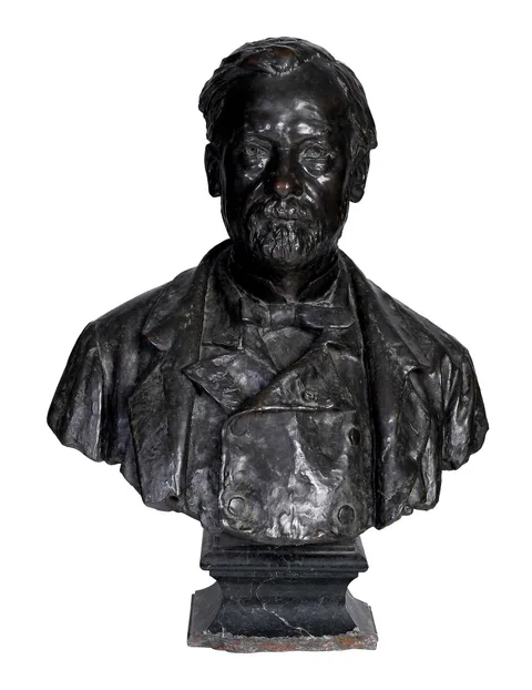 Paul Dubois, Bust of Louis Pasteur, patinated bronze with marble base