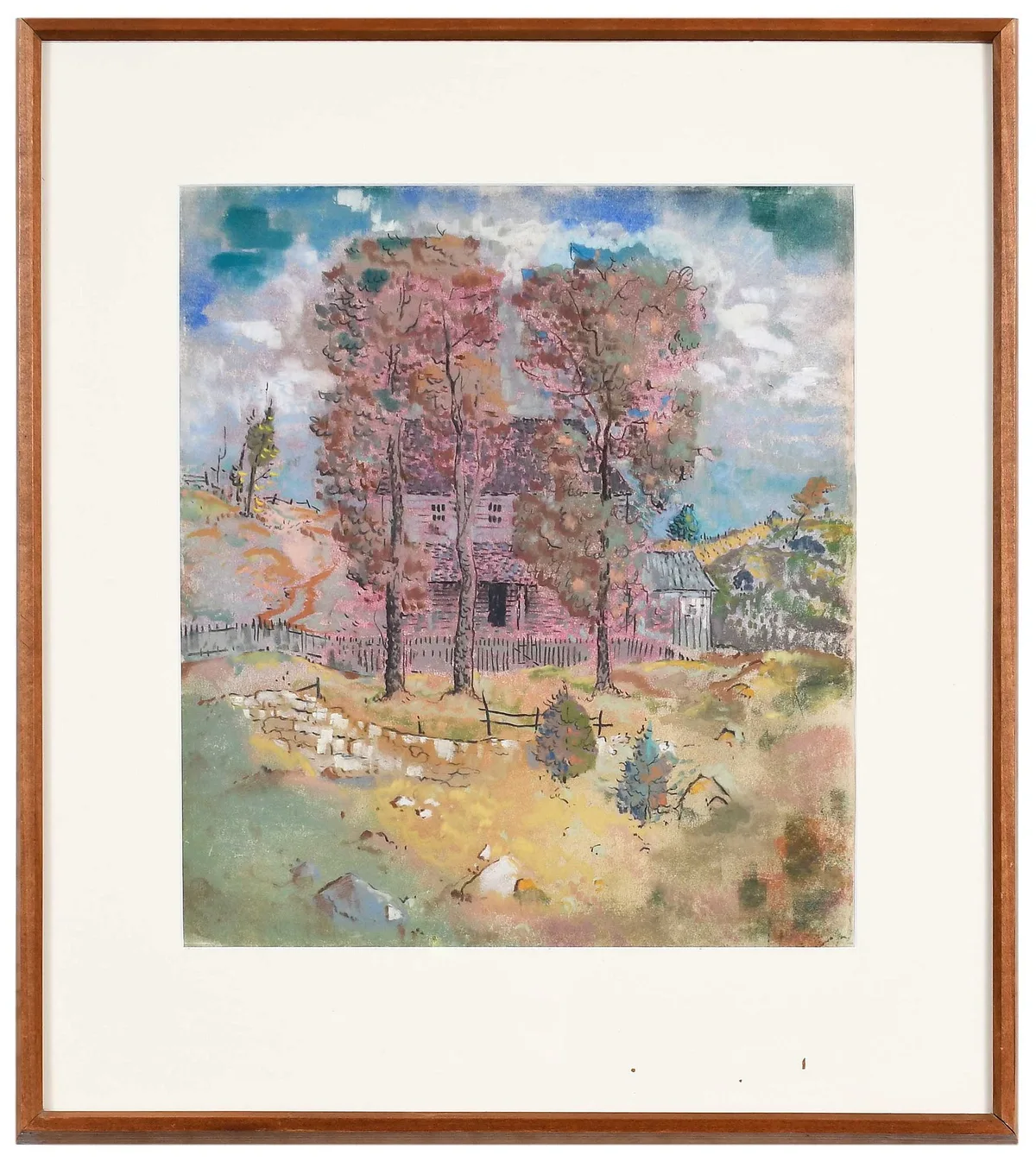 Tree Trio by Will Henry Stevens, 1942, pastel on paper, sold Apr 2024