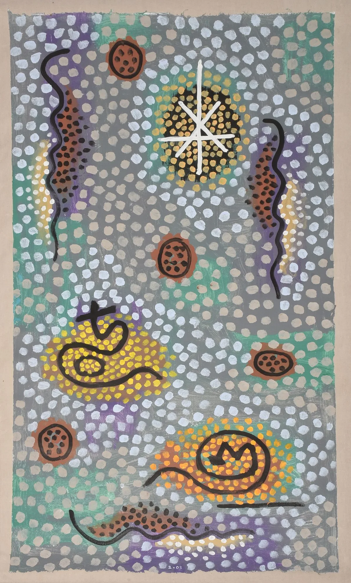 Fair Ground by Gordon Onslow Ford, 2003, Parles paint on linen, sold Apr 2024