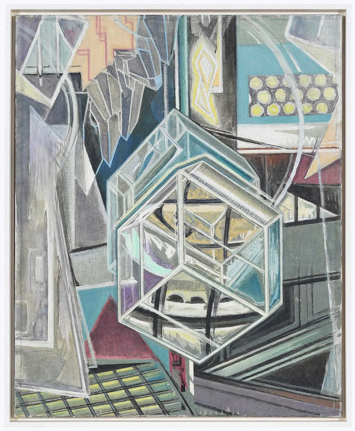 Lantern, abstract. by Alonzo C. Webb, oil on canvas, sold Apr 2024