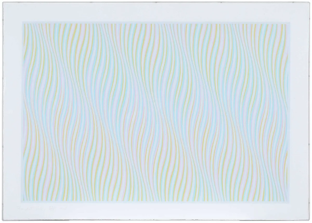 Bridget Riley Screenprint, Untitled, Blue, 1978, silkscreen on heavy paper