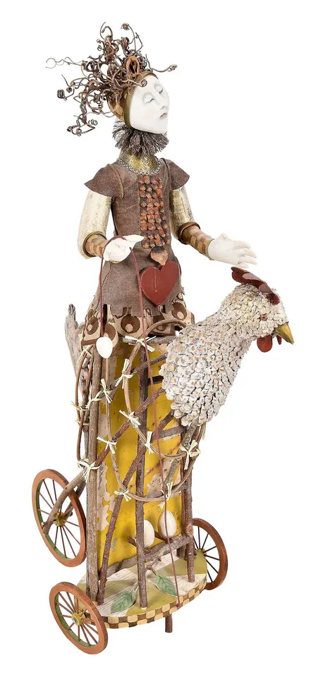Akira Blount, Twig Rooster, mixed media construction