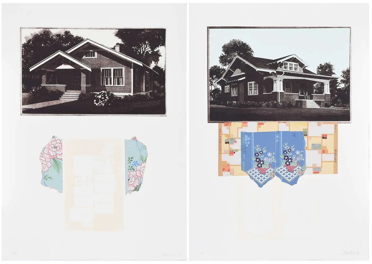 John Baeder, Two Prints, 1980, etching and aquatints with screen print and collage in colors
