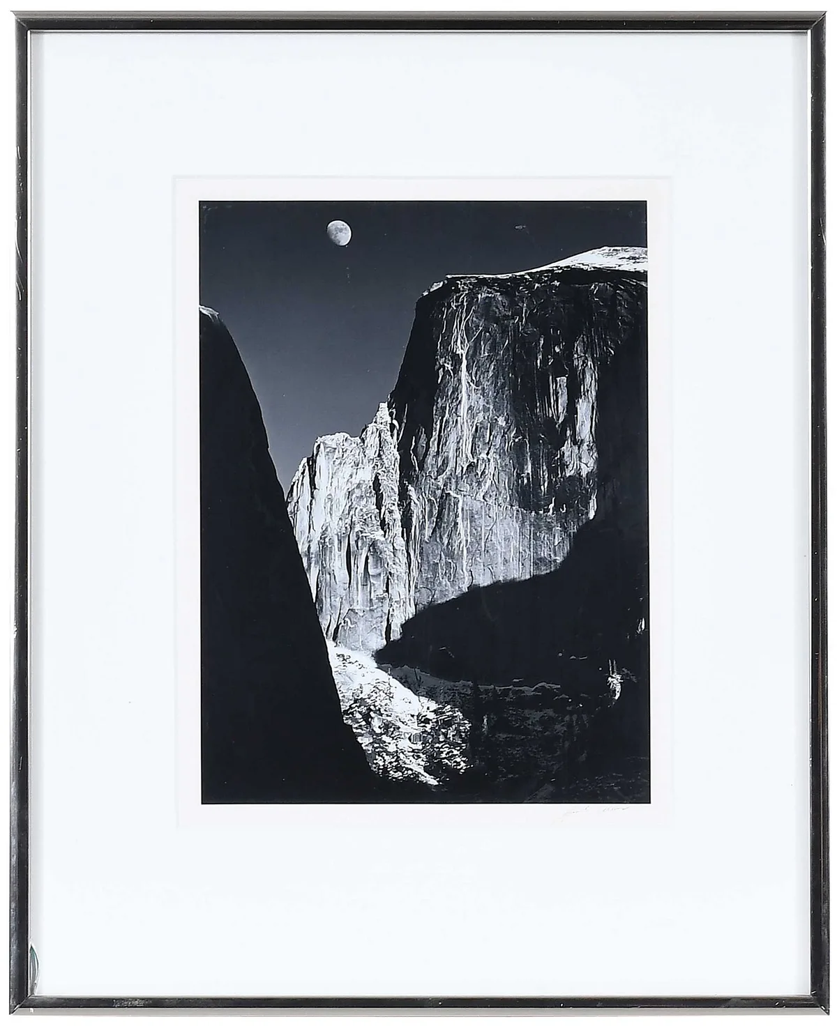 Moon and Half Dome by Ansel Adams, 1960, gelatin silver print, sold Oct 2023
