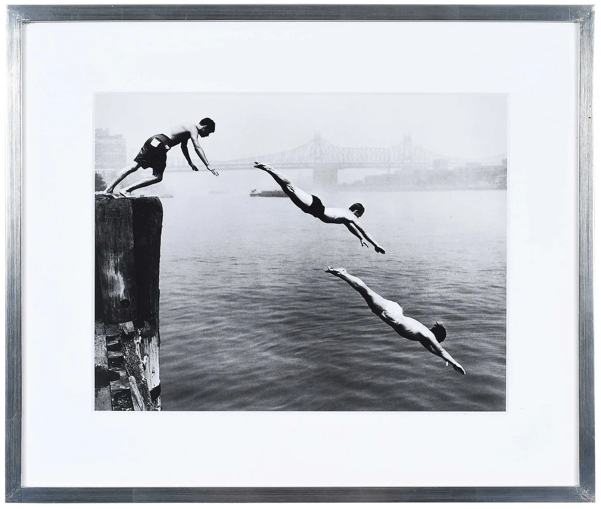 Divers East River by Arthur Leipzig, 1948, gelatin silver print, sold Oct 2023