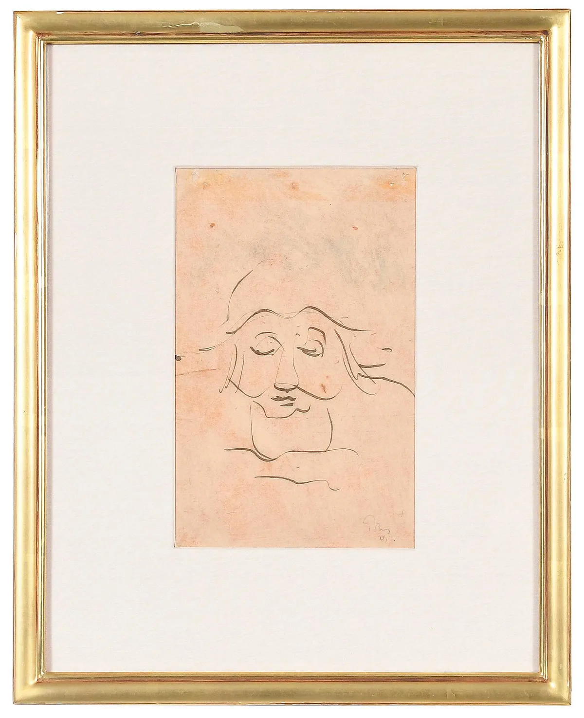 Market Sketch, face by Mark Tobey, 1941, pen and ink, sold Oct 2023