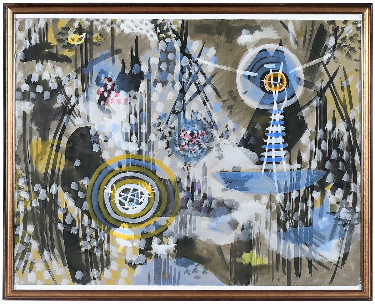 Untitled by Gordon Onslow Ford, 1948, casein on paper, sold Oct 2023