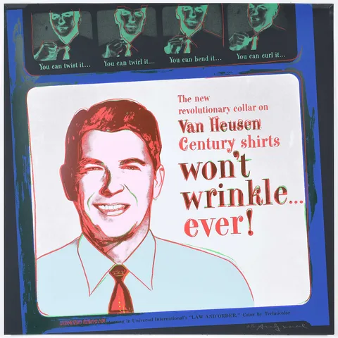 Andy Warhol, Van Heusen (Ronald Reagan) (F. & S. II.356), from Ads, 1985, screen print on Lenox Museum Board