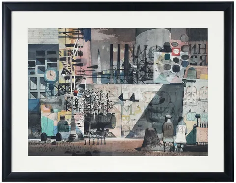 Dong Kingman, Factory X, 1955, watercolor on heavy paper