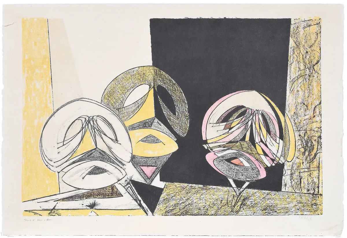 Masques (Spiess/Leppien 49) by Max Ernst, 1950, color lithograph, sold Oct 2023