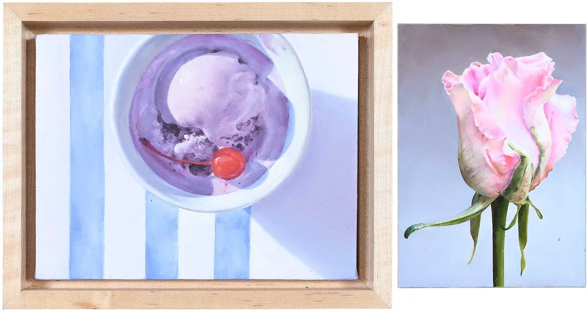 Barbara Kacicek, Two paintings: Black Raspberry with Maraschino, 2008, oil on canvas