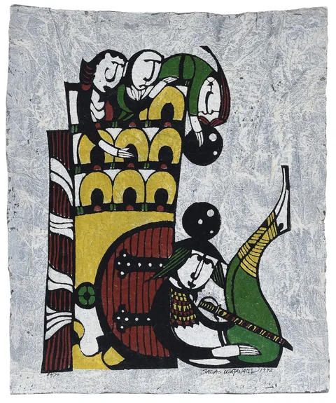 Sadao Watanabe, Tower Defense, 1972, color stencil on paper