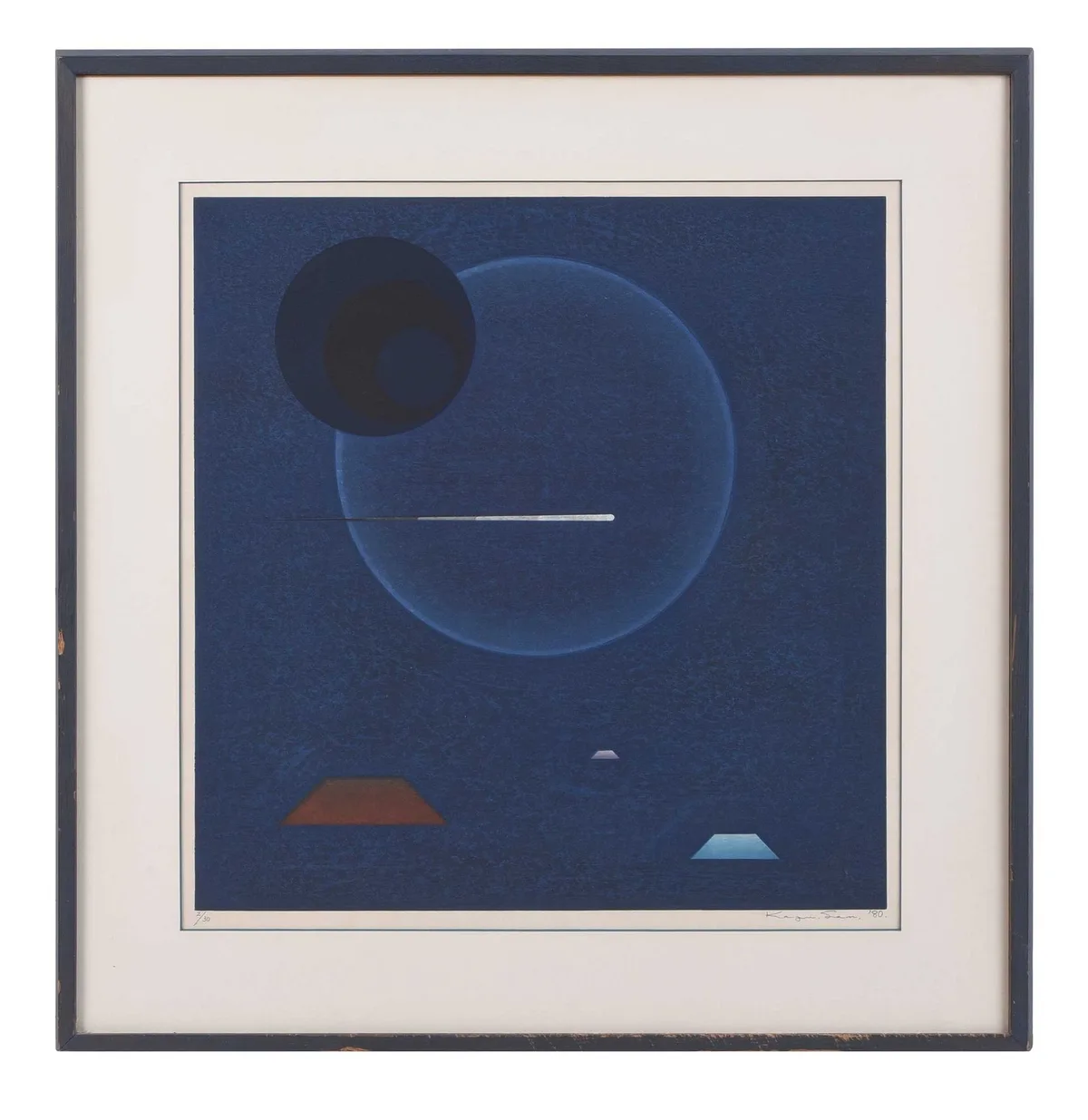 Abstract Composition by Kazuhiko Sanmonji, woodblock print, sold Apr 2023