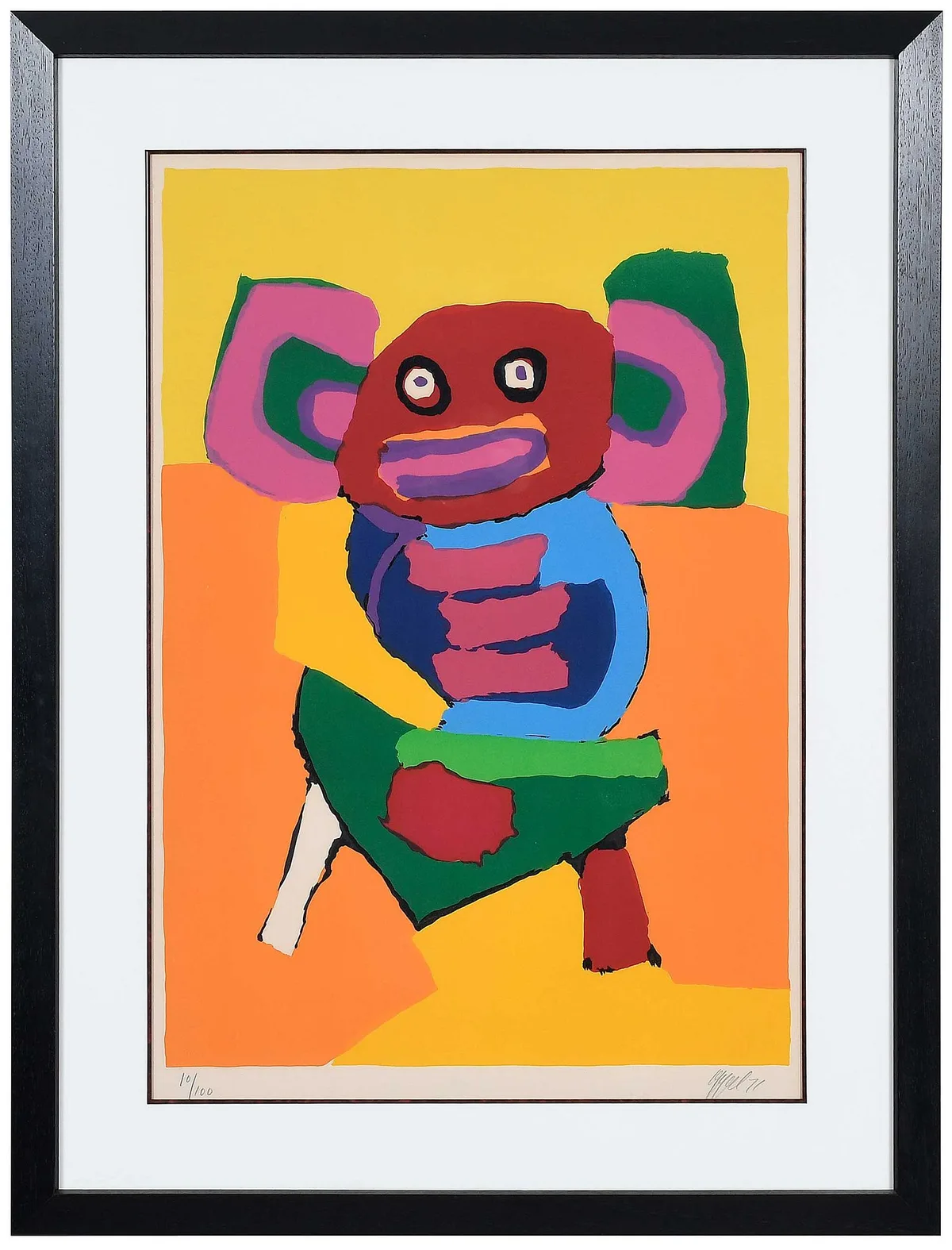Mouse on a Table by Karel Appel, 1971, color lithograph, sold Apr 2023