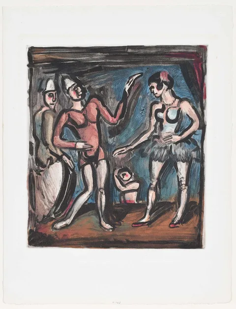 Georges Rouault Aquatint, Parade (Chapon & Rouault 203), from Cirque, 1930, aquatint on heavy laid paper with Montval watermark