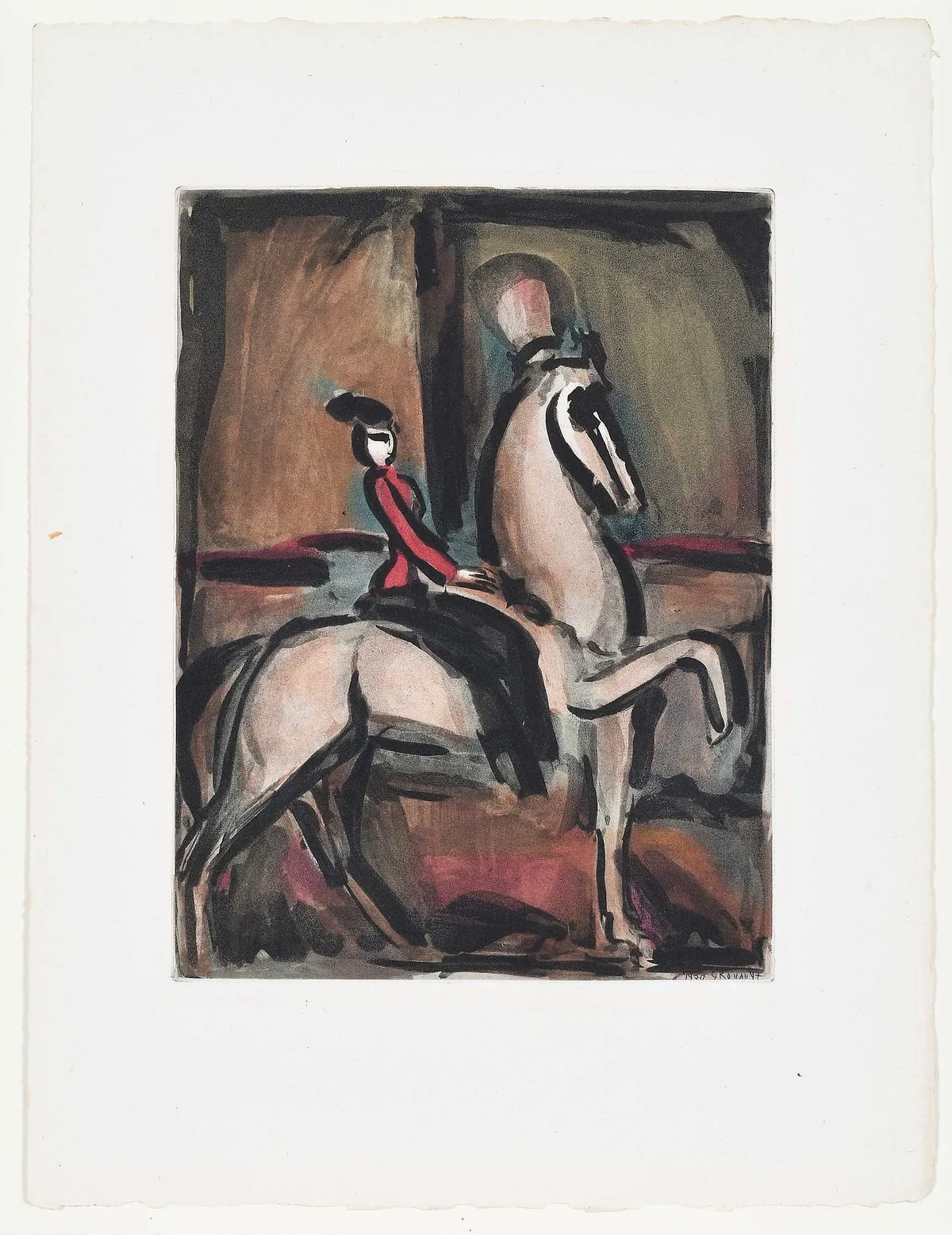 Georges Rouault Aquatint, Amazone (Chapon & Rouault 198), from Cirque, 1930, aquatint on heavy laid paper with faint Montval watermark