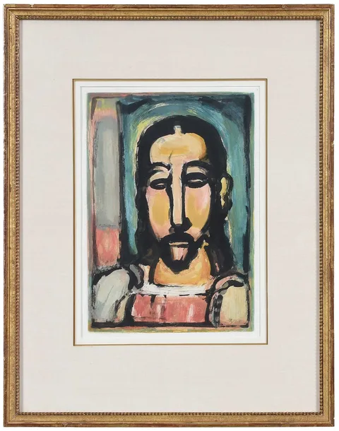 Georges Rouault Aquatint, Christ De Face (Chapon & Rouault 278), Pl. 5 from Les Fleurs du Mal, 1937, aquatint on wove paper