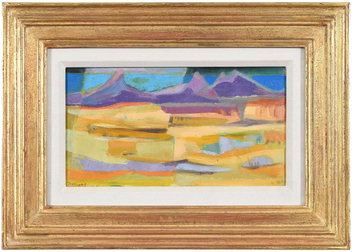 Mountains Beyond the Desert by Werner Drewes, 1970, oil on parchment, sold Apr 2023