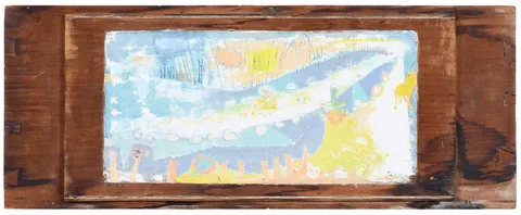 Lee Gatch, Jr., circa 1960, oil on recessed carved panel on pine panel