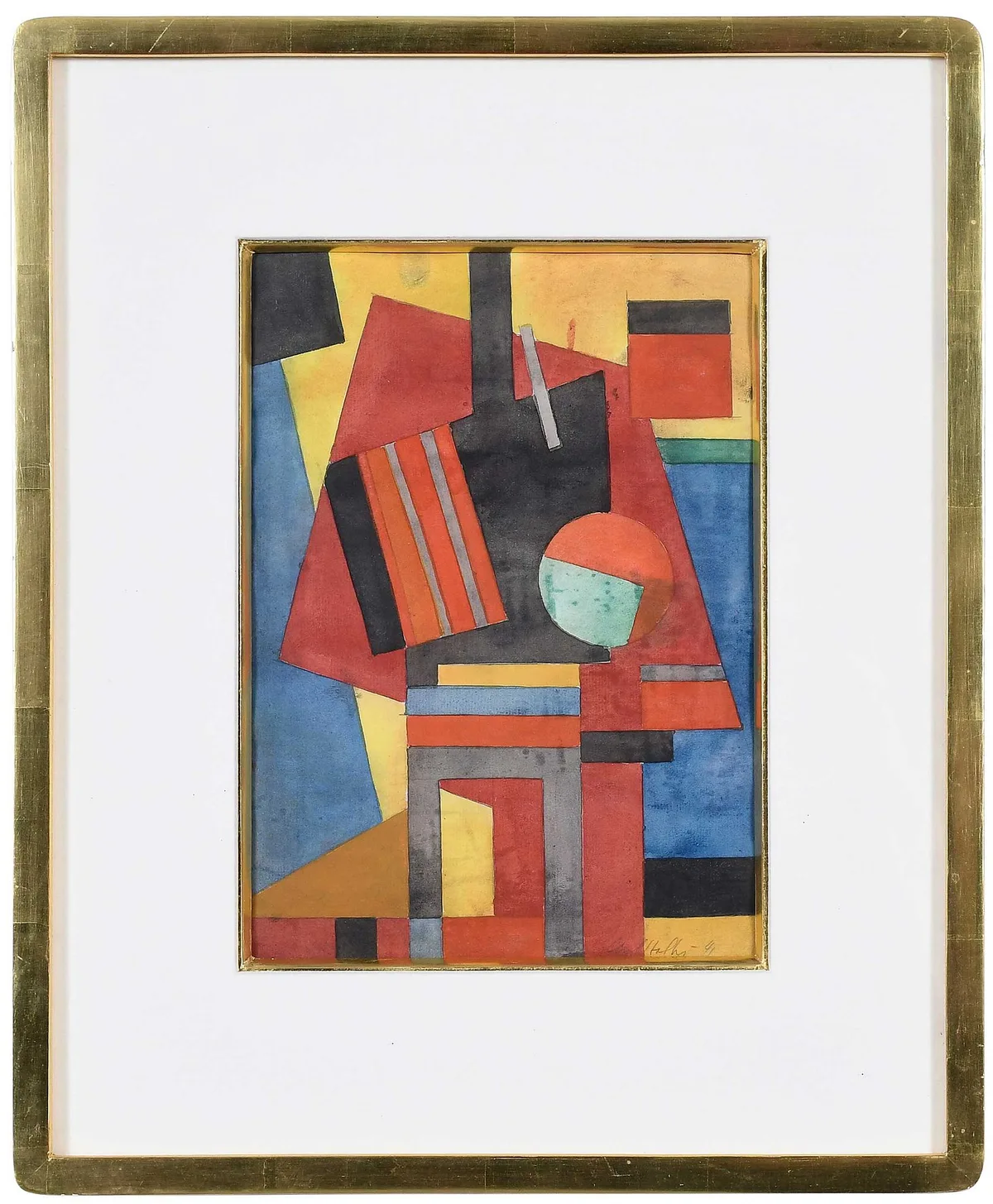 Carl Holty, Untitled, (Hard Edge Forms), 1941, watercolor on laid paper