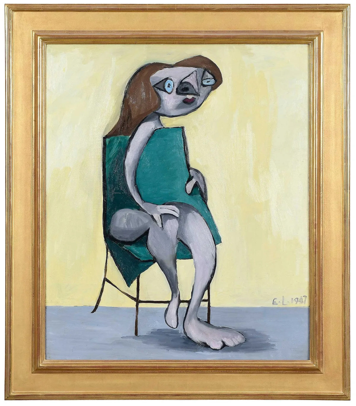 Seated Figure by Edgar Levy, 1947, oil on canvas, sold Apr 2023