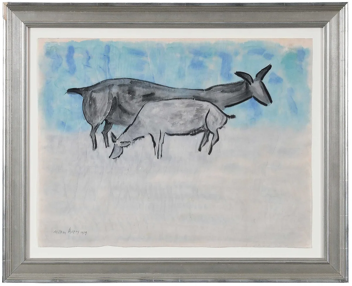 Goats by Milton Avery, watercolor and gouache on paper, sold Apr 2023