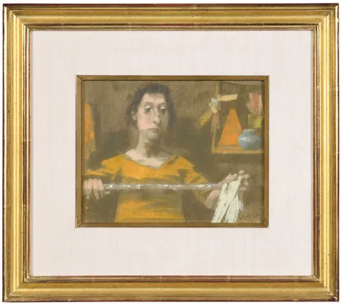 David Aronson, Flute Player III, 2008, oil pastel on paper