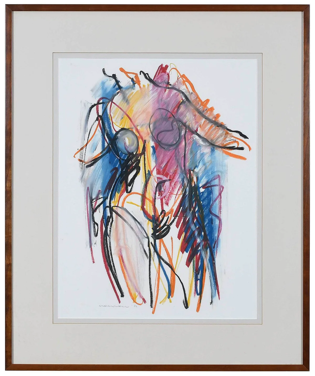 Jack Meanwell Figural Drawing, Untitled, nude female torso, 1980, conte crayon