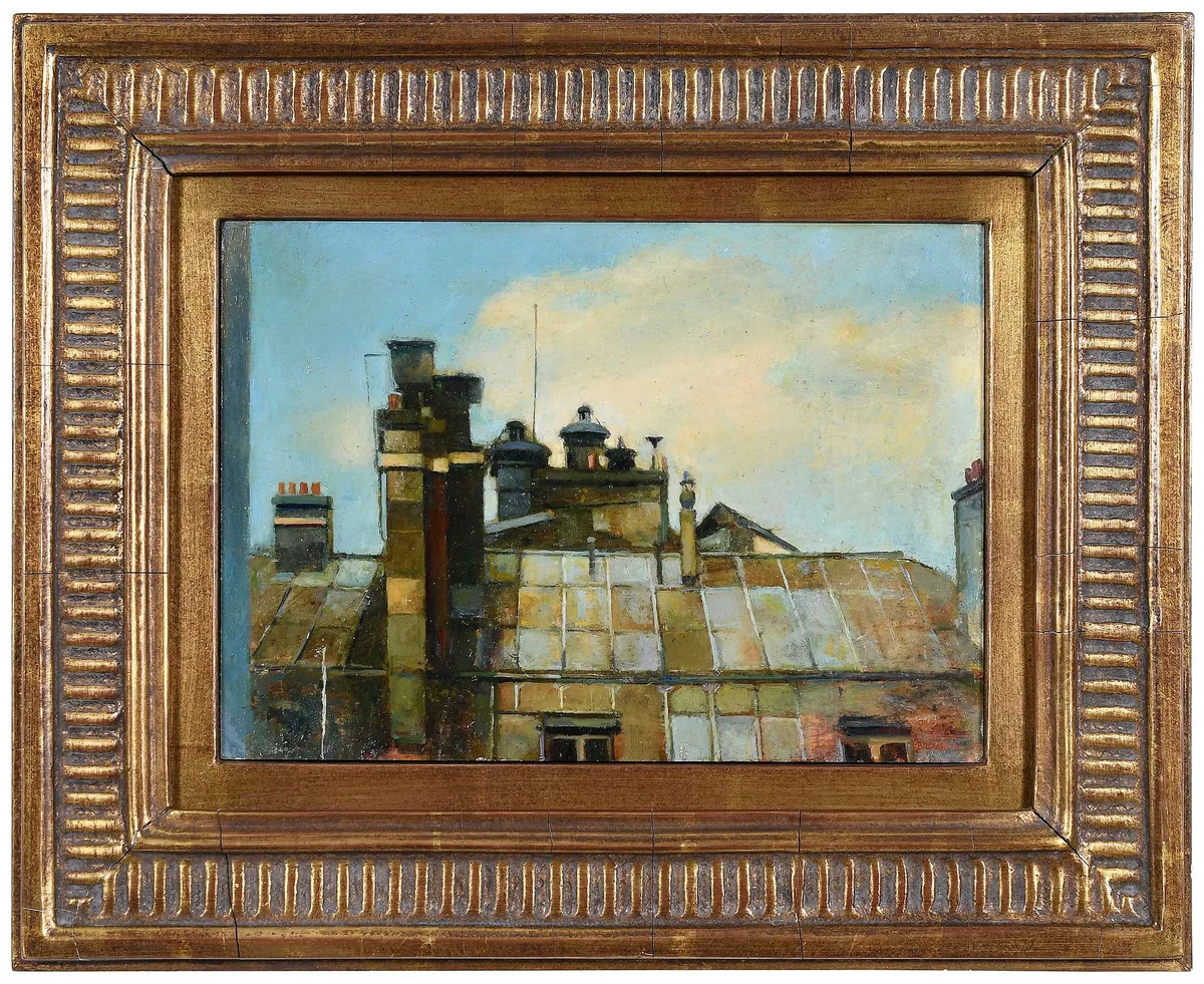 Stephen P. Brown, Rooftop from the Louvre, 2000-2004, oil on panel