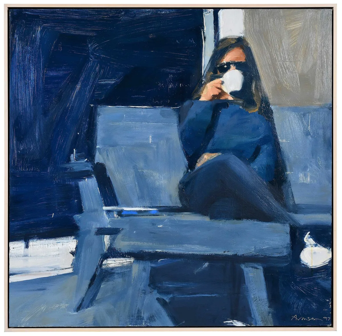 Writer by Ben Aronson, 1997, oil on board, sold Apr 2023
