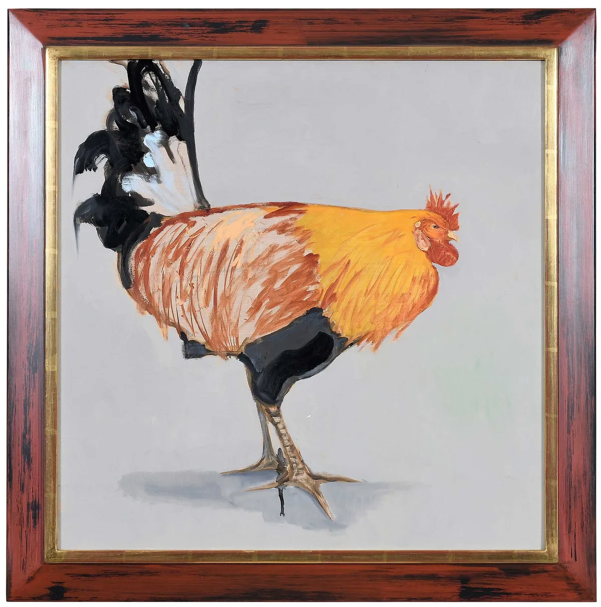 Dutch Bantam Rooster by Judith G. Vivell, oil on fiberboard, offered Apr 2023