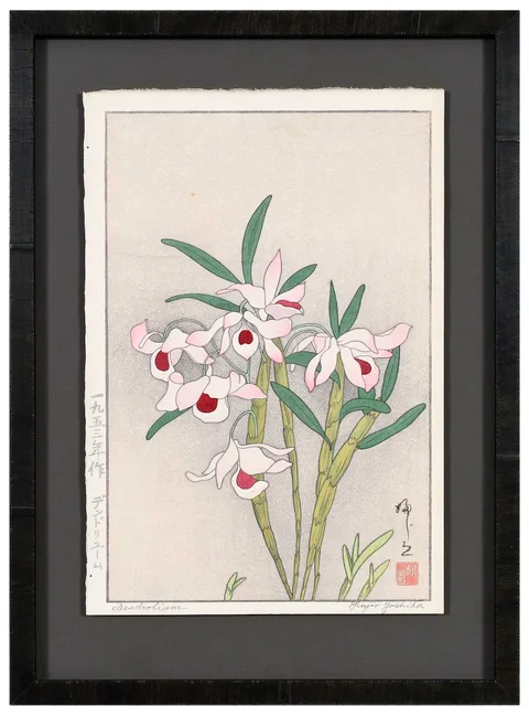 Fujio Yoshida, Dendrobium, woodblock print