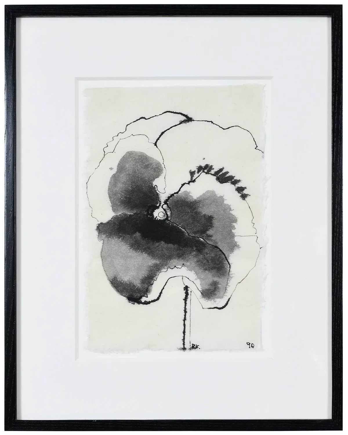 Robert Kushner Drawing, Pansy, 1990, ink on Japon nacre paper