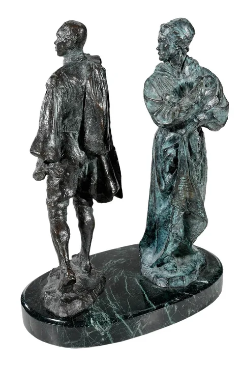 Raymond Kaskey, Hercules and Oney Judge, design for commission contest, patinated bronze in a green marble base