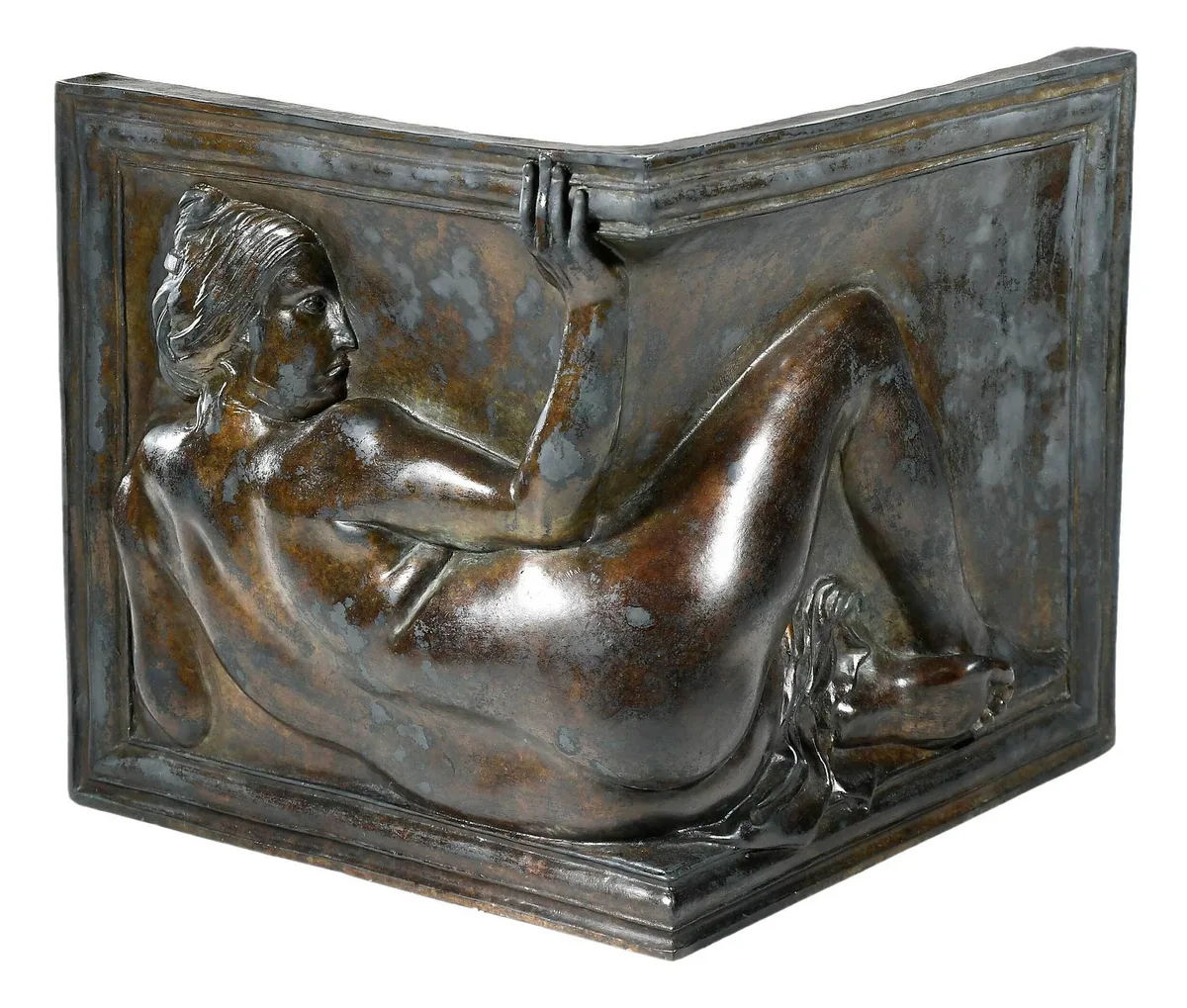 Corner Caryatid by Ray Kaskey, patinated bronze, offered Oct 2022