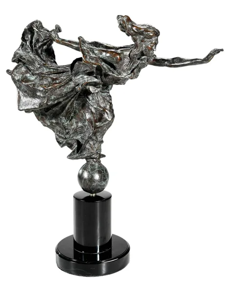 Raymond Kaskey, Iphigenia, patinated bronze rotating on a black marble pedestal base