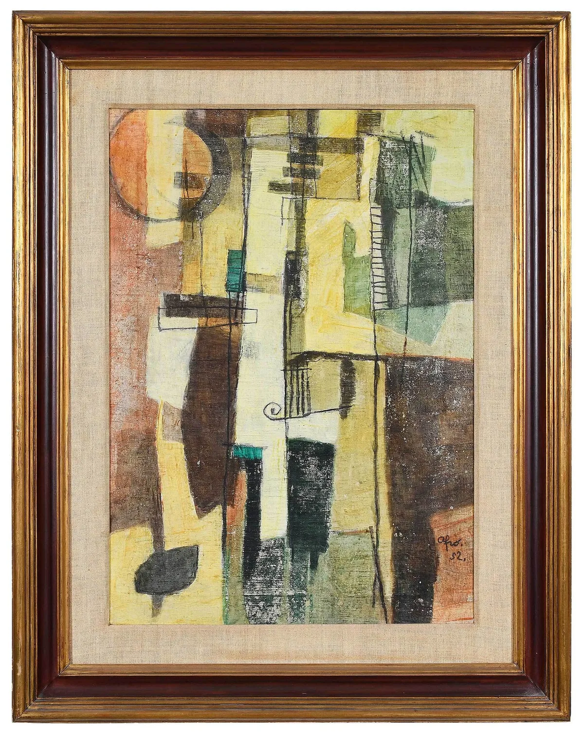 Untitled by Afro Basaldella, 1952, oil on canvas, sold Oct 2022