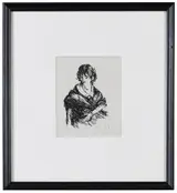 Robert Henri, Study of a Lady in a Shawl, embossed initials "RH" lower left