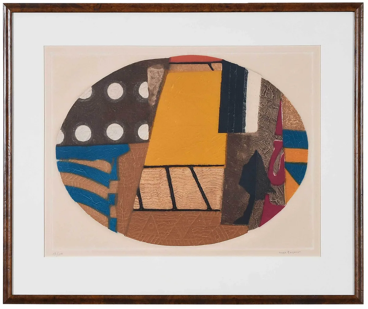 Honduras by Max Papart, circa 1960, color aquatint and carborundum etching, sold Oct 2022