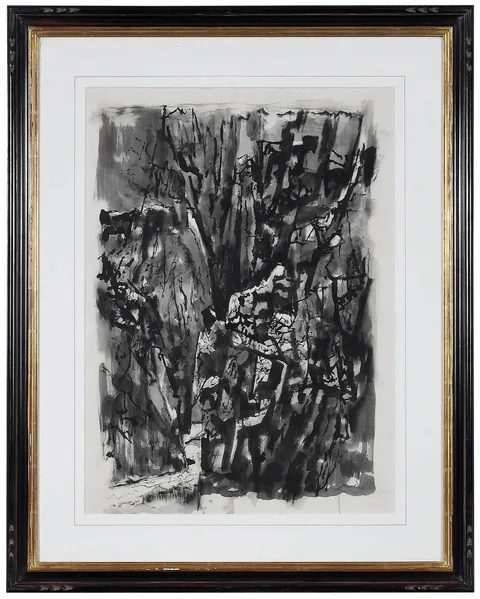 Black Canyon by Lamar Dodd, ink on paper, sold Oct 2022